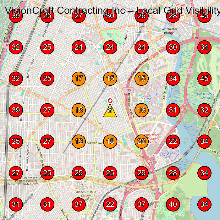 VisionCraft Contracting Inc GeoGrid visibility map for General Contractor in Bronx